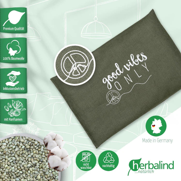 HANF WÄRMEKISSEN OLIVGRÜN, 30X20 CM, GOOD VIBES 2 Wellness Aromakissen, Wellness bei Zeit für mich...