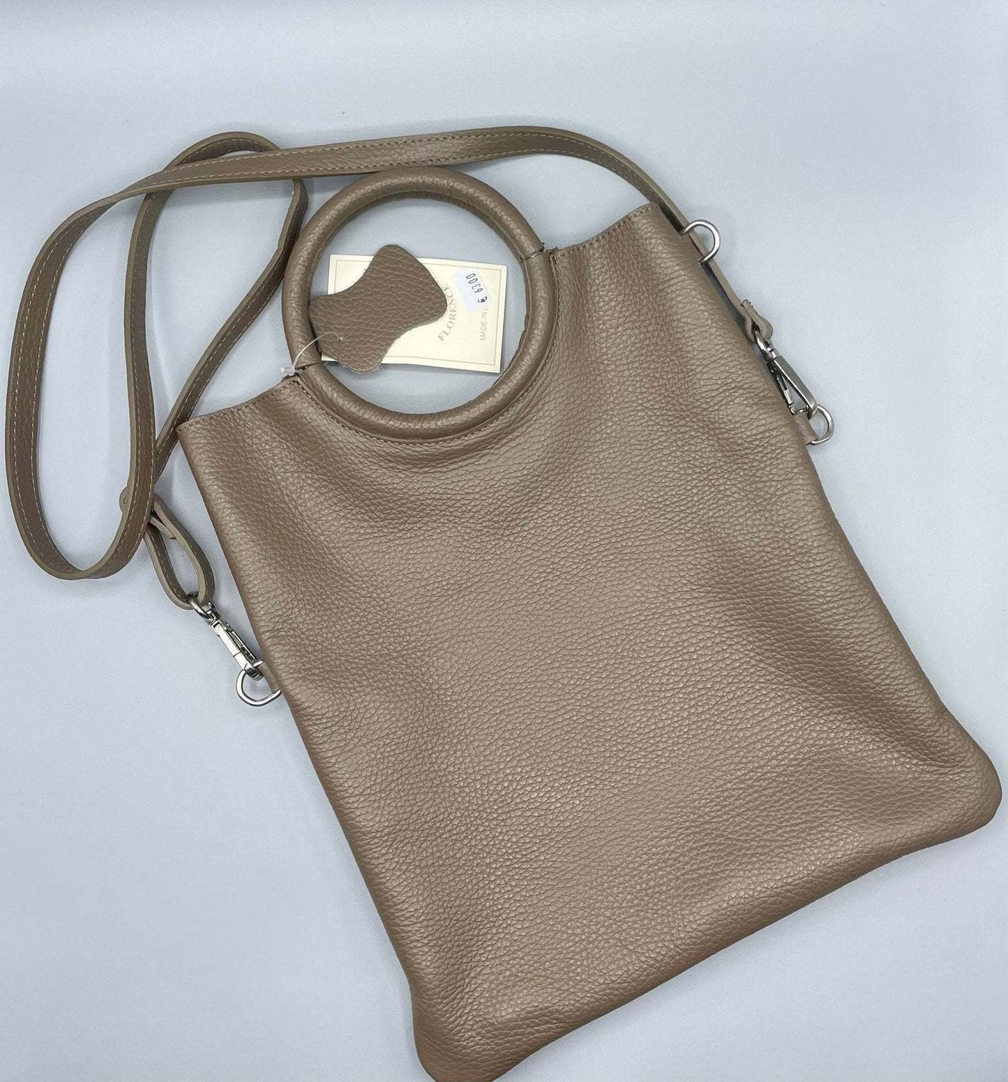 Handtasche "Florence" aus echtem Leder - Cappuccino Braun