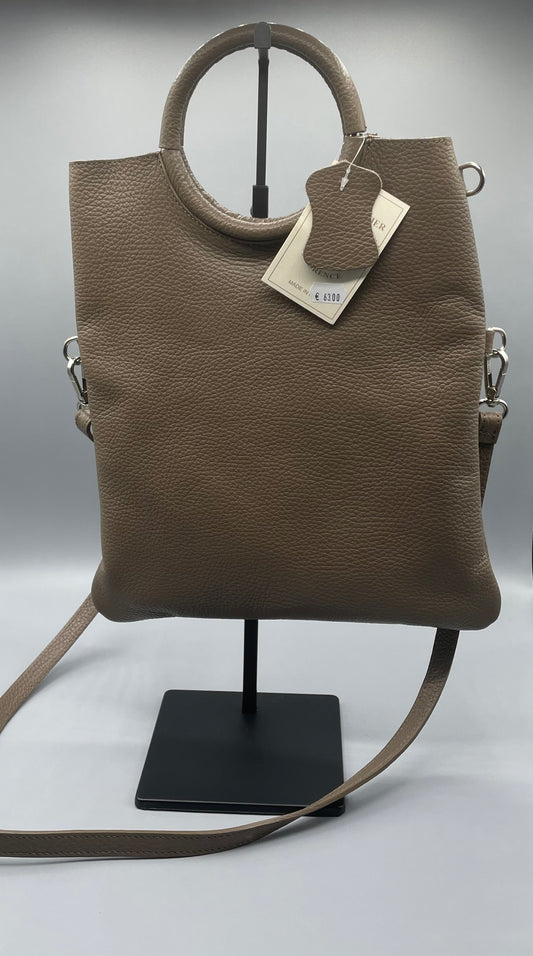 Handtasche "Florence" aus echtem Leder - Cappuccino Braun