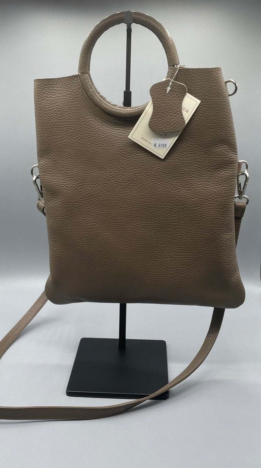 Handtasche "Florence" aus echtem Leder - Cappuccino Braun