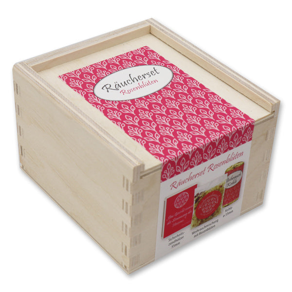 Florex Räucherset, Rosenblüten in einer Holzbox