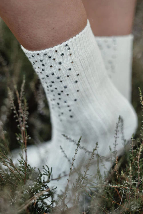Dailysocks MARIE Strass - wollweiß