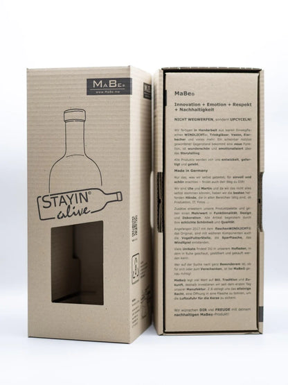 Windlicht "FOR PEACE" Gravur, Bordeaux Flasche, transparent 3 Lifestyle Dekoration, Geschenkideen, Lifestyle bei Zeit für mich...