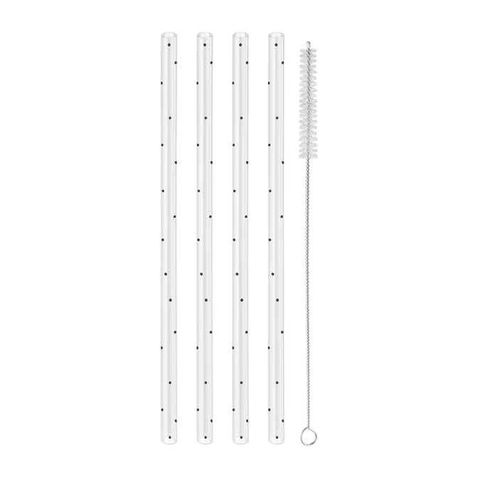 Strohhalme Punkte schwarz aus Glas 20cm im 4er Set 1 Lifestyle Lifestyle bei Zeit für mich...